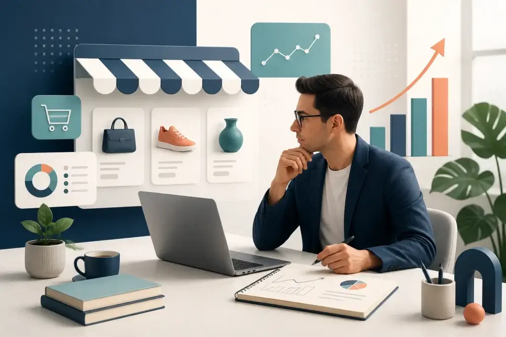 Profesional analizando una estrategia para una tienda ecommerce