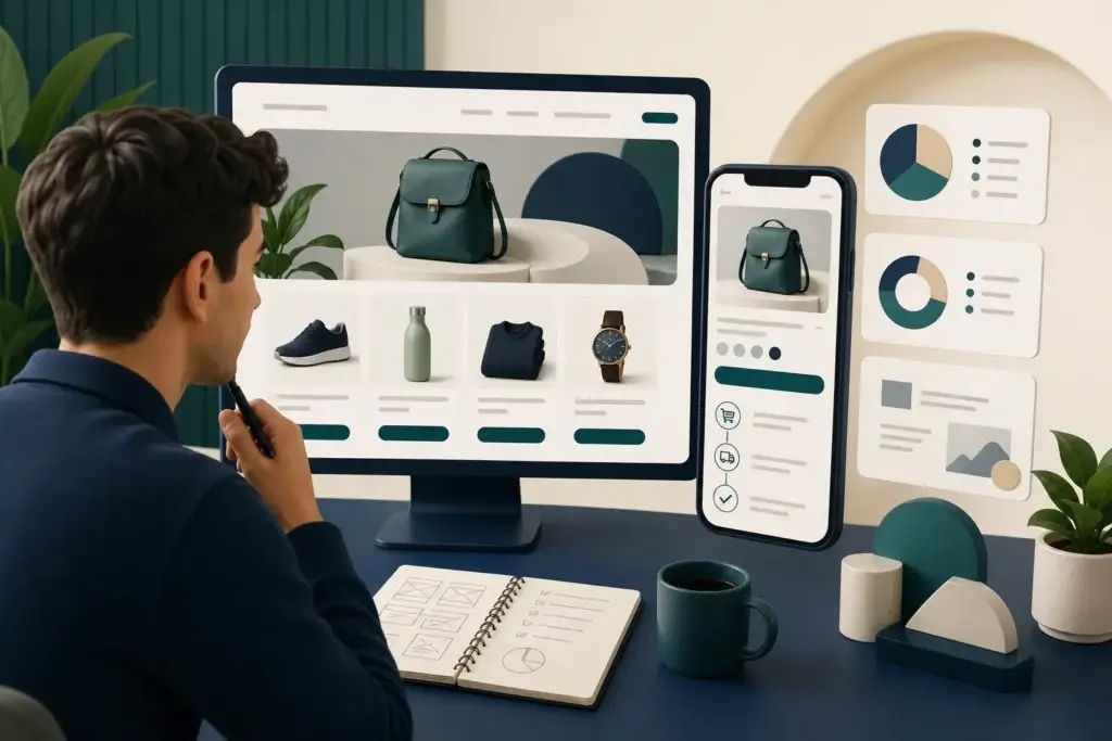 Profesional analizando una tienda online Shopify